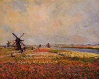 Monet, Claude Oscar - Fields of Flowers and Windmills near Leiden